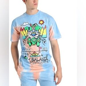 NWOT MENS: Market Work Life Balance T-Shirt in Water Tie-Dye